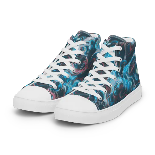 Blue Opal Storm on a Women's High Top Canvas Shoes