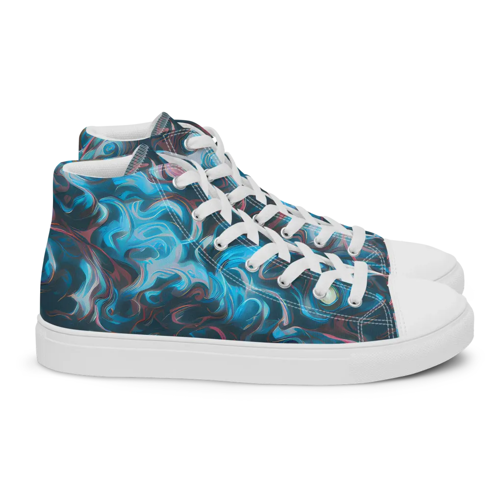 Blue Opal Storm on Women's High Top Canvas Shoes — Right
