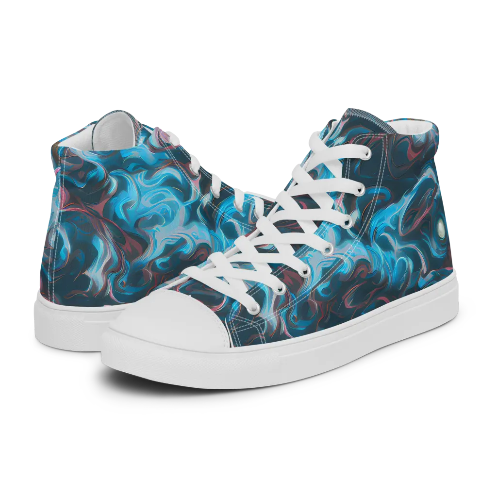 Blue Opal Storm on Women's High Top Canvas Shoes — Left