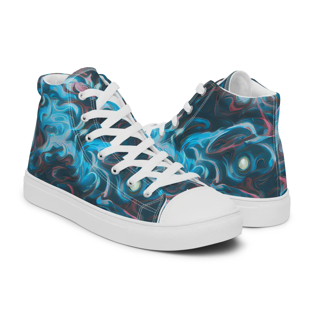 Blue Opal Storm on Women's High Top Canvas Shoes — Right