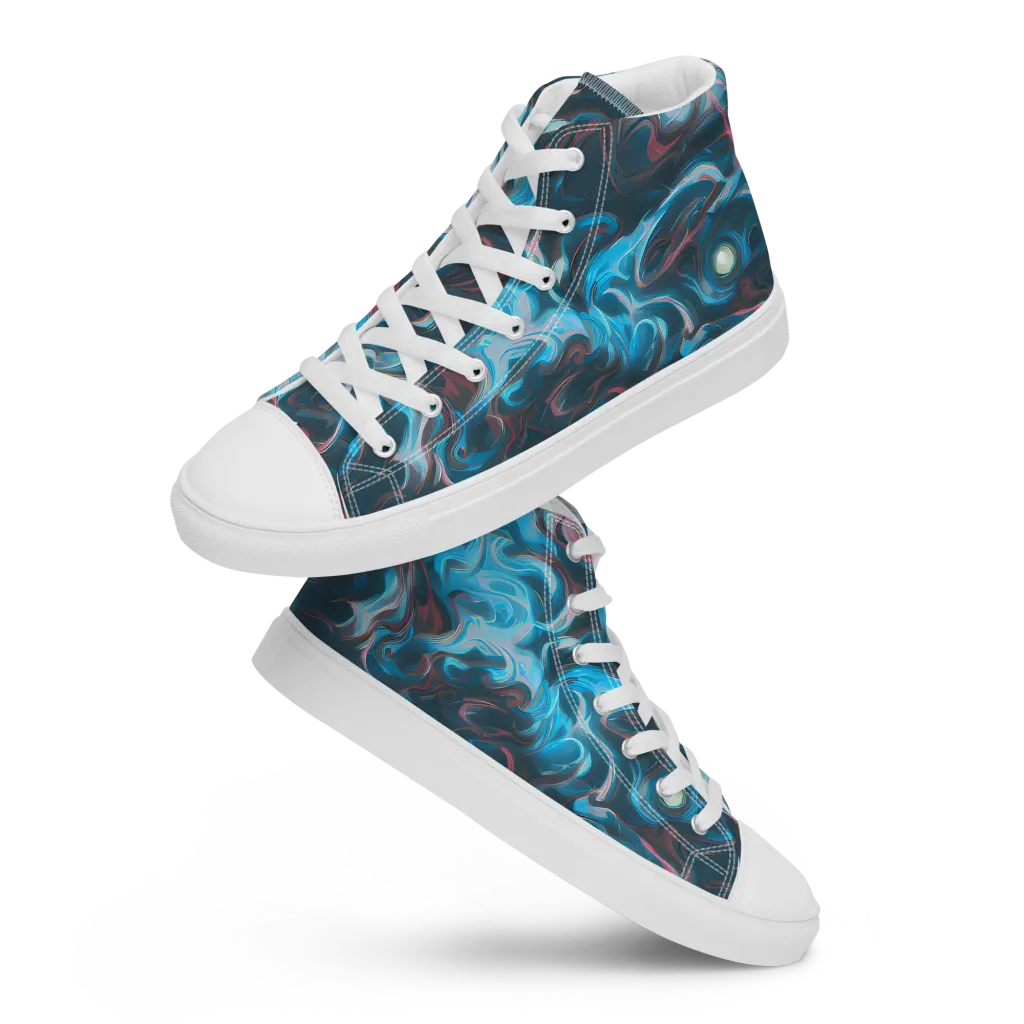 Blue Opal Storm on Women's High Top Canvas Shoes — Front