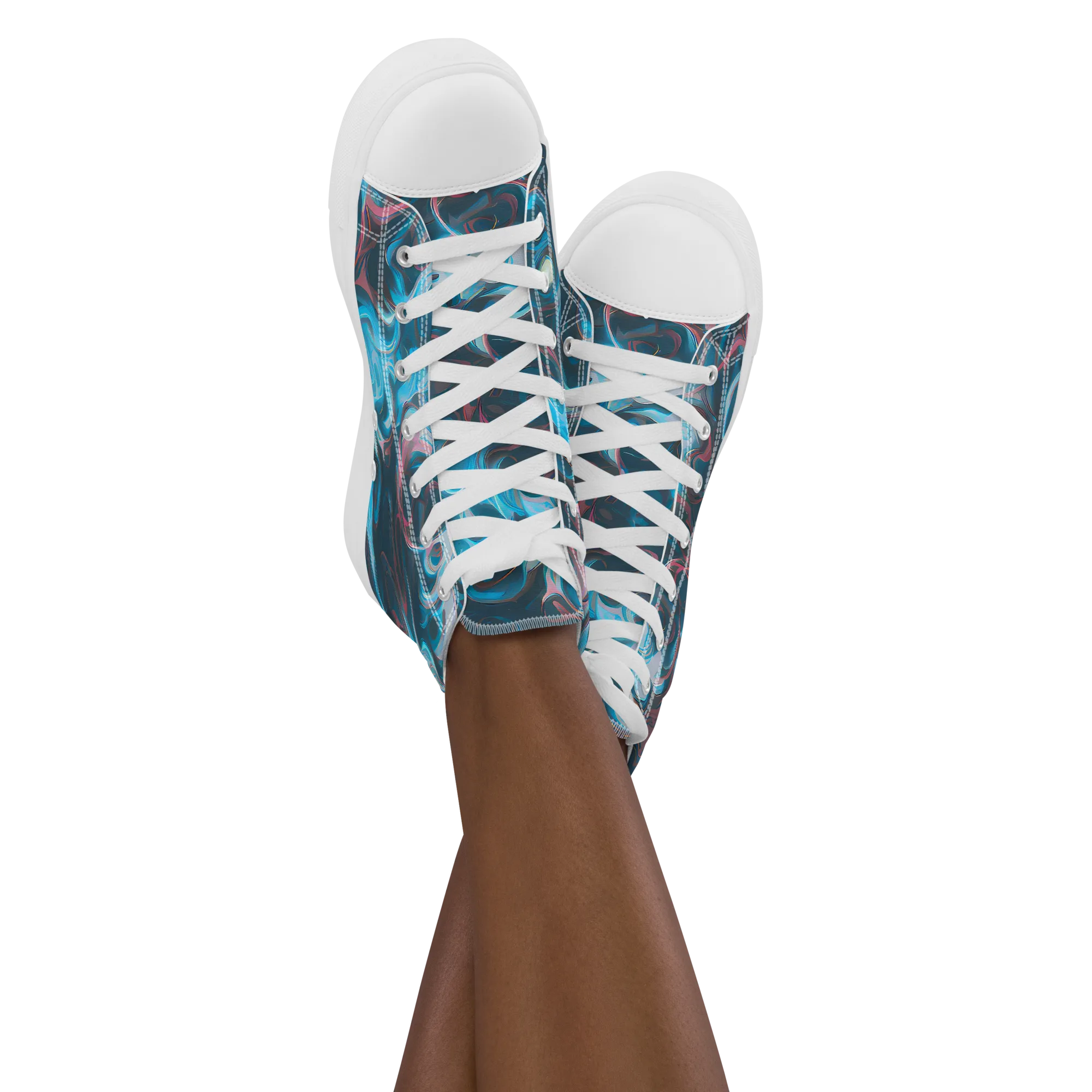 Blue Opal Storm on Women's High Top Canvas Shoes — Front