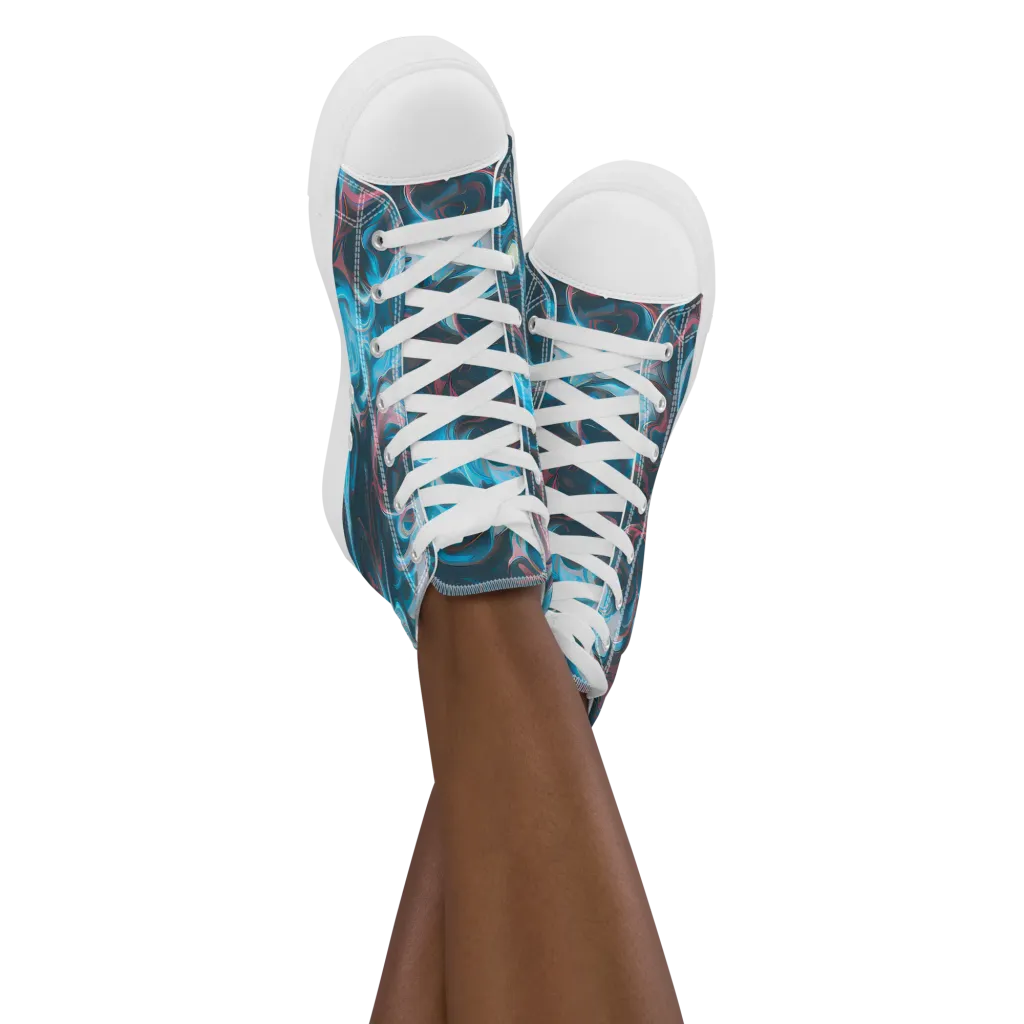 Blue Opal Storm on Women's High Top Canvas Shoes — Front