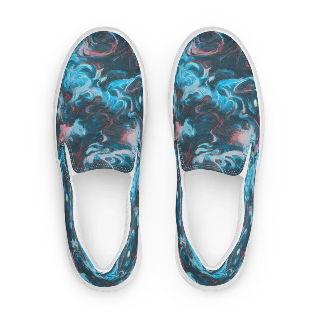 Blue Opal Storm on Men's Slip-On Canvas Shoes — Front