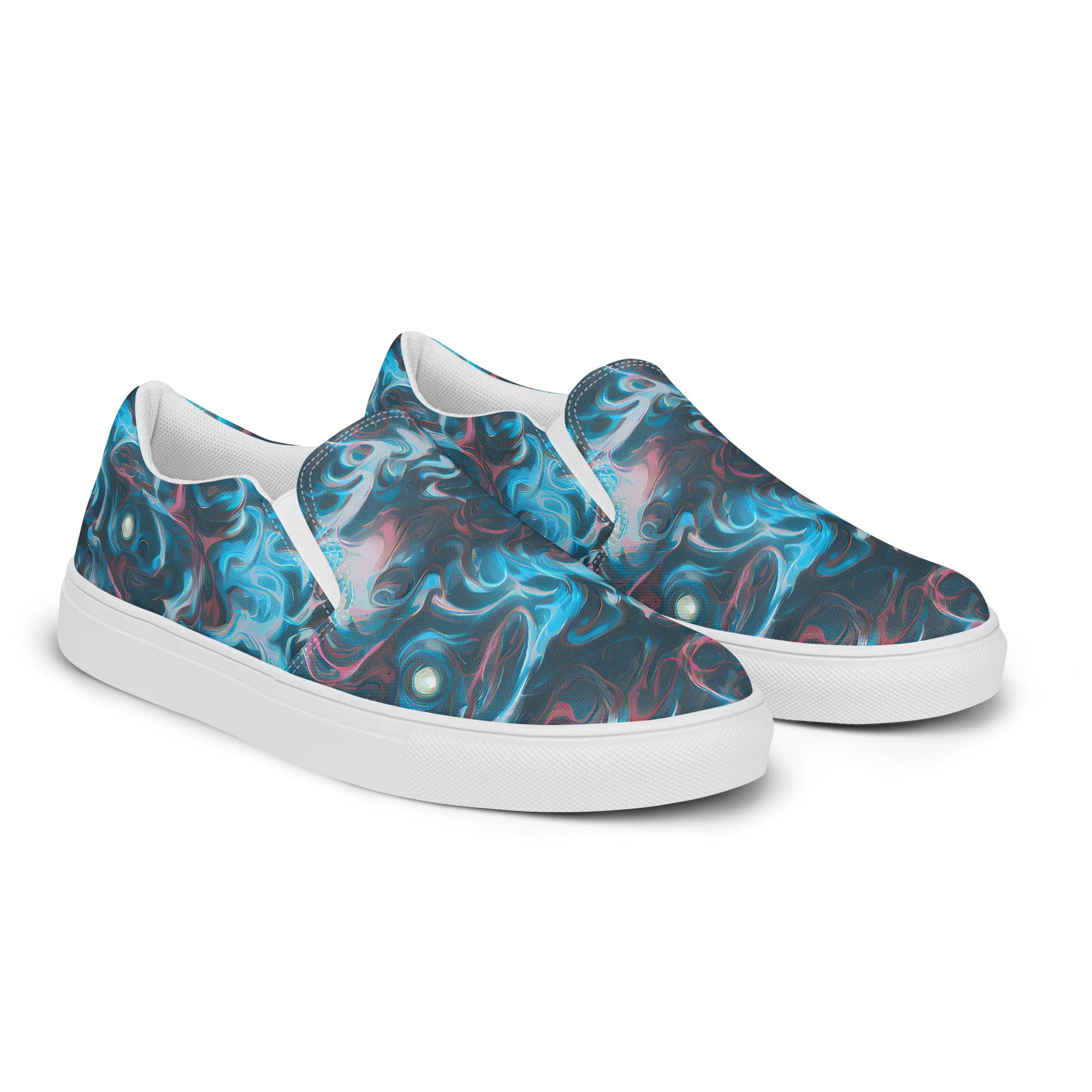Blue Opal Storm on Men's Slip-On Canvas Shoes — Right Front