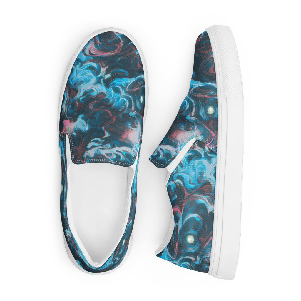 Blue Opal Storm on Men's Slip-On Canvas Shoes — Front