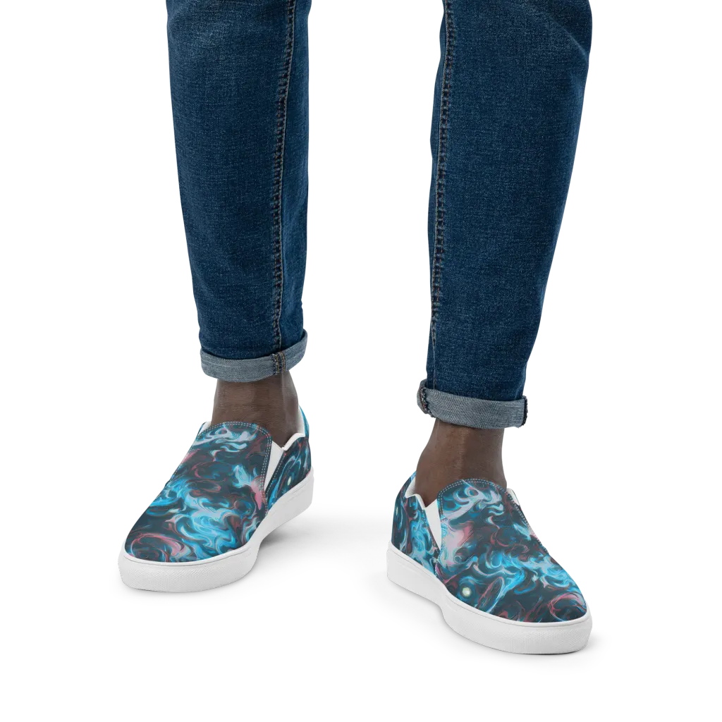 Blue Opal Storm on Men's Slip-On Canvas Shoes — Front