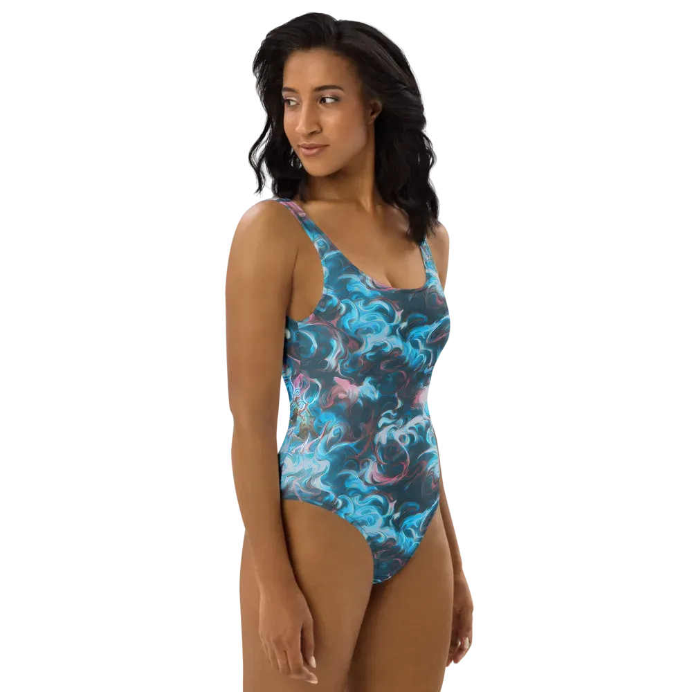 Blue Opal Storm on One-Piece Swimsuit — Right