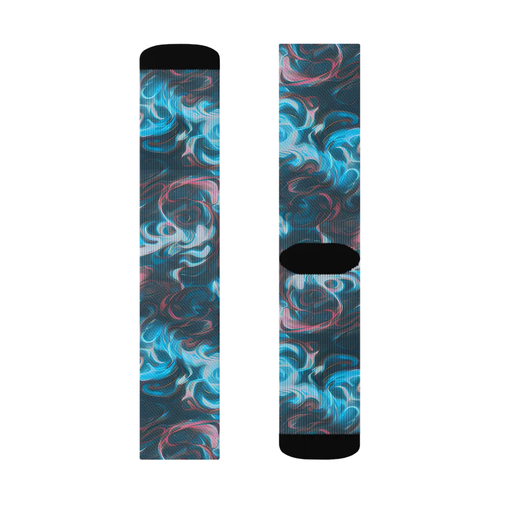 Blue Opal Storm on Socks — Right Sock