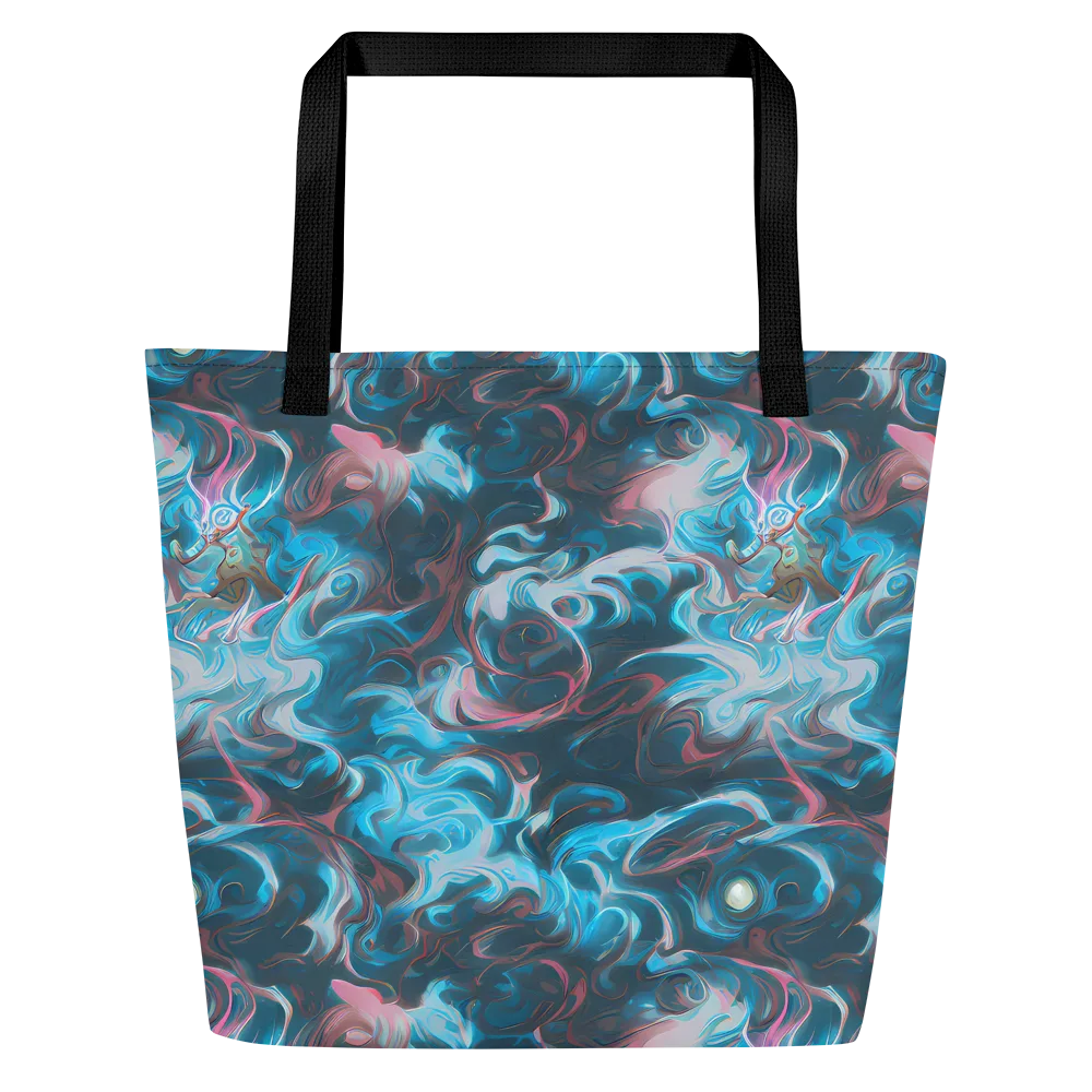Blue Opal Storm on Large Tote Bag W/ Pocket — Front