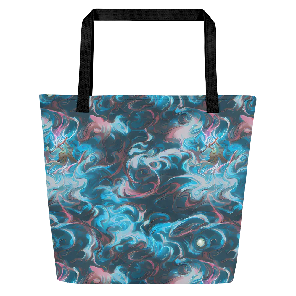 Blue Opal Storm on Large Tote Bag W/ Pocket — Front