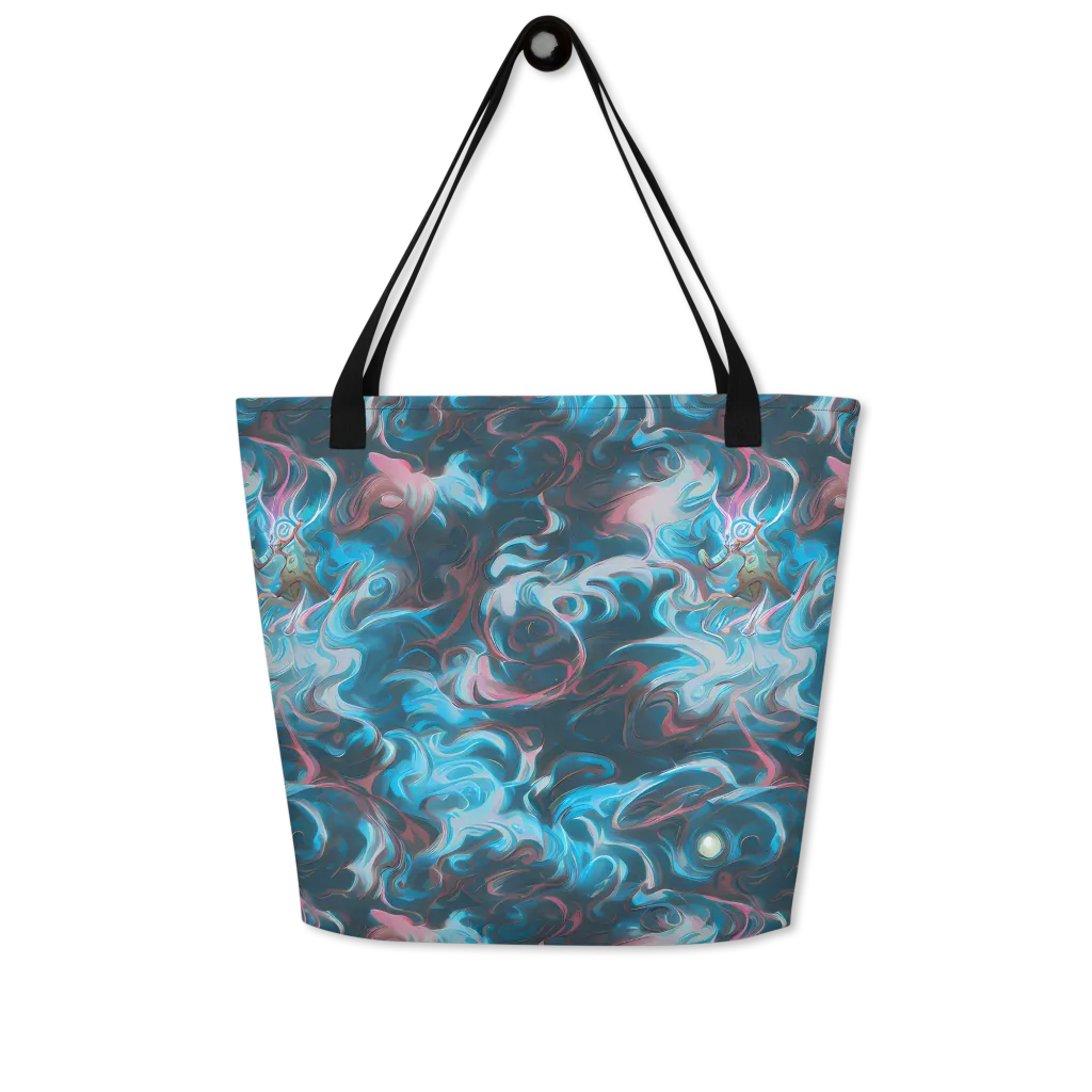 Blue Opal Storm on Large Tote Bag W/ Pocket — Front