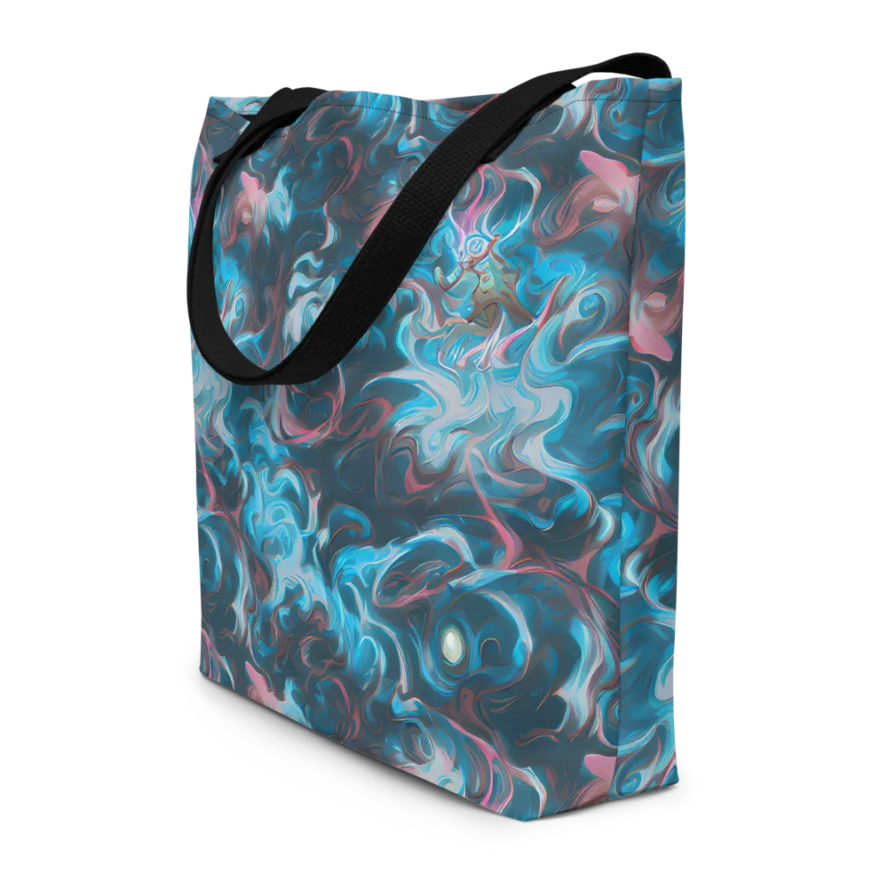 Blue Opal Storm on Large Tote Bag W/ Pocket — Front