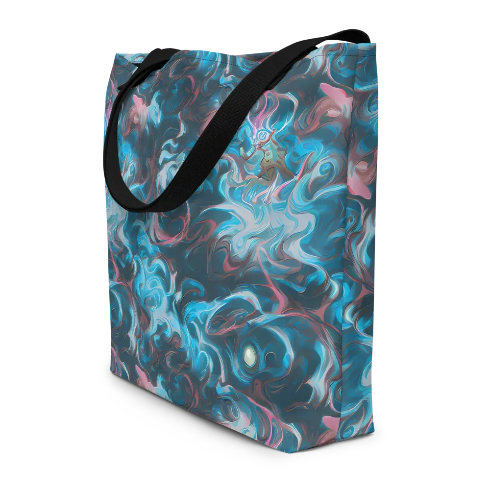 Blue Opal Storm on Large Tote Bag W/ Pocket — Front
