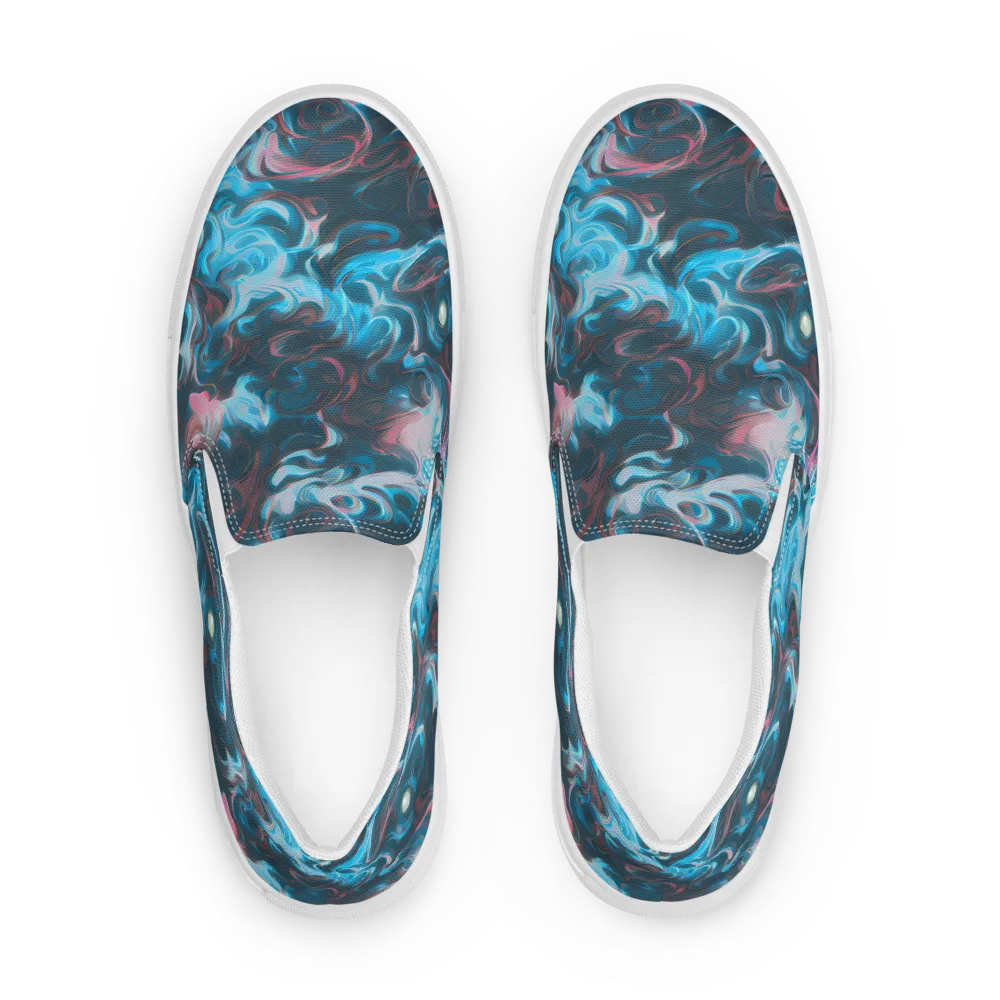 Blue Opal Storm on Women's Slip-On Canvas Shoes — Front