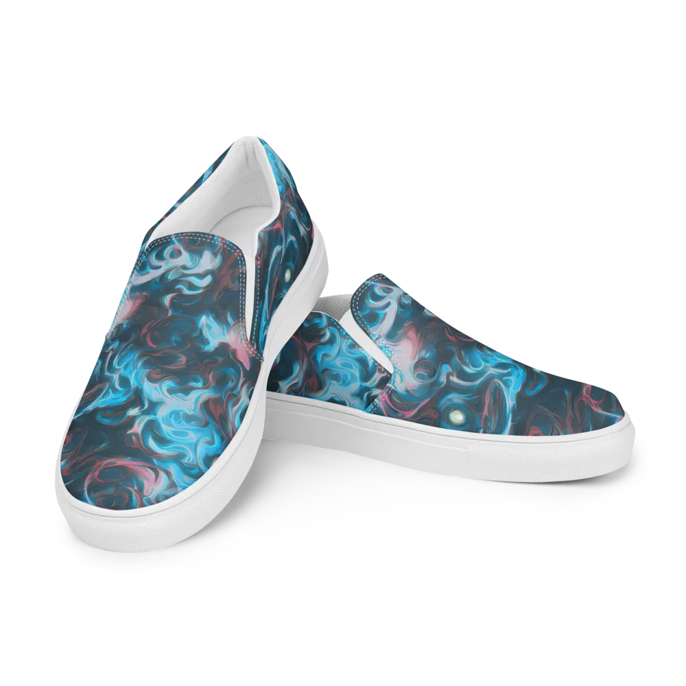 Blue Opal Storm on Women's Slip-On Canvas Shoes — Left Front