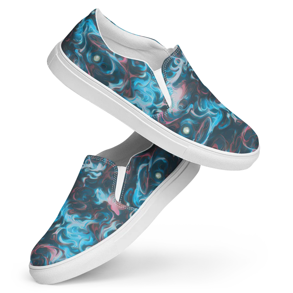 Blue Opal Storm on Women's Slip-On Canvas Shoes — Front