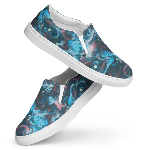 Blue Opal Storm on a Women's Slip-On Canvas Shoes