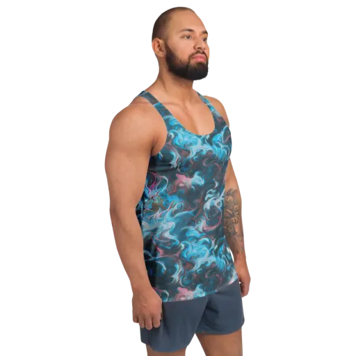 Blue Opal Storm on a Men's Tank Top