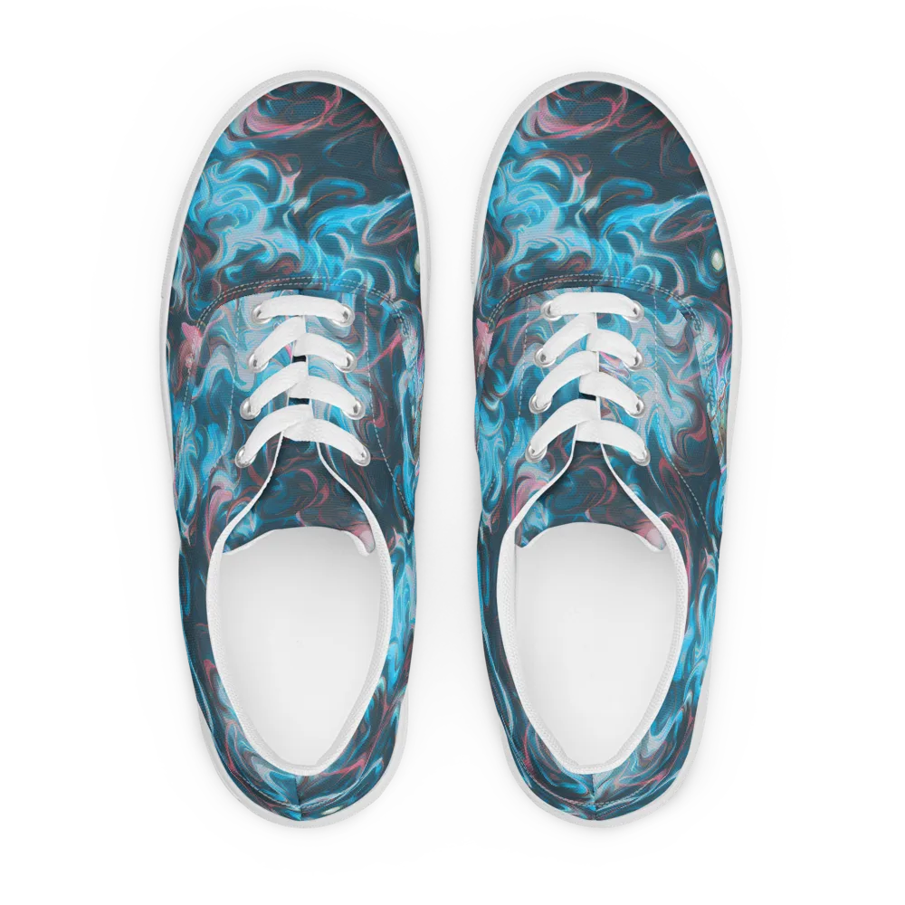 Blue Opal Storm on Men's Lace-Up Canvas Shoes — Front