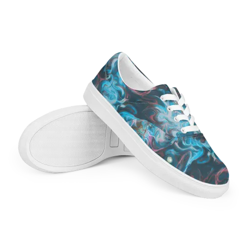 Blue Opal Storm on a Men's Lace-Up Canvas Shoes