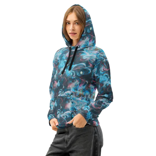 Blue Opal Storm on a Cotton Hoodie