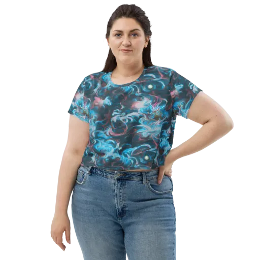 Blue Opal Storm on a Crop Tee