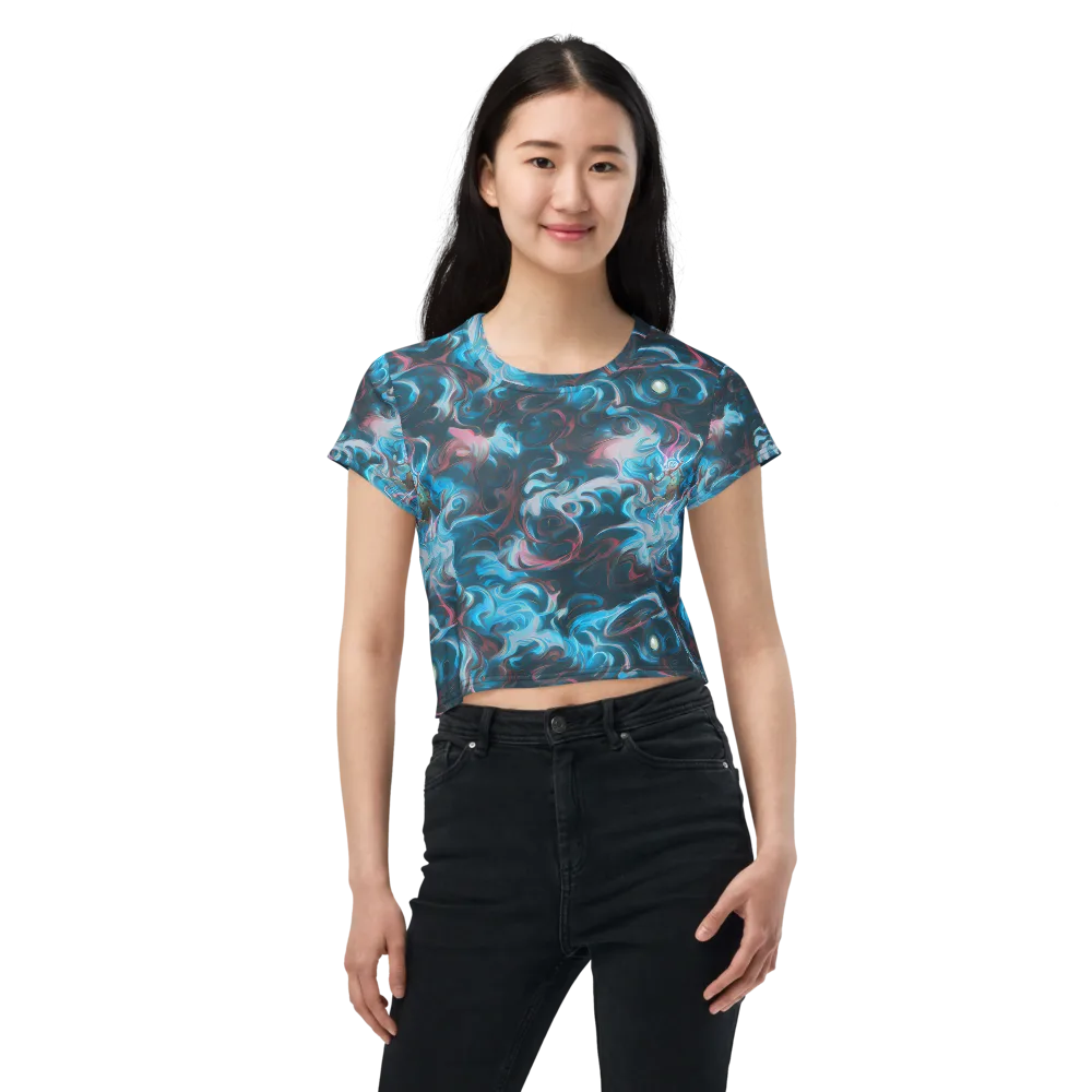 Blue Opal Storm on Crop Tee — Front