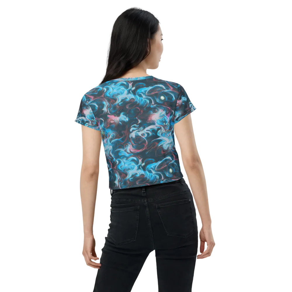 Blue Opal Storm on Crop Tee — Back