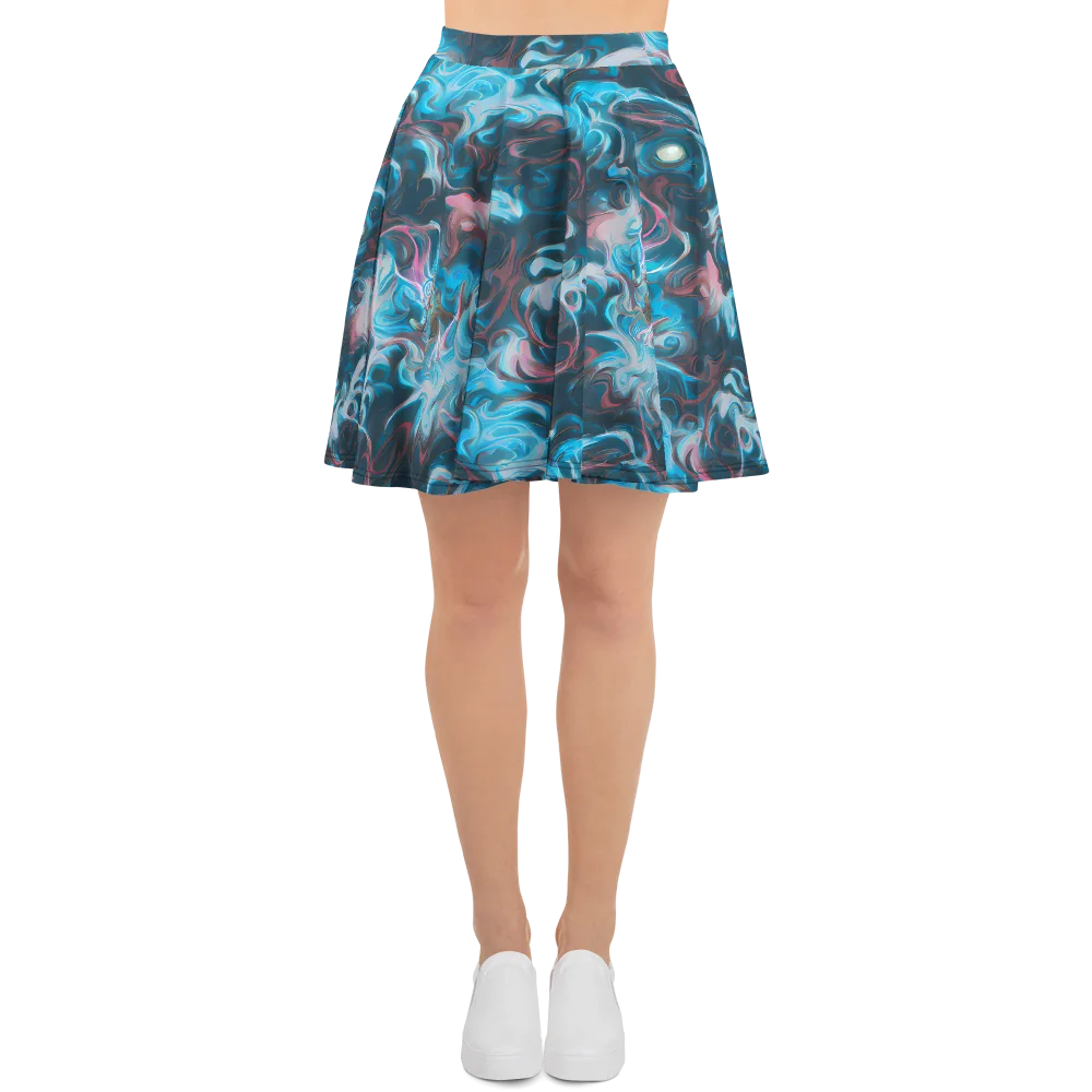 Blue Opal Storm on Skater Skirt — Front