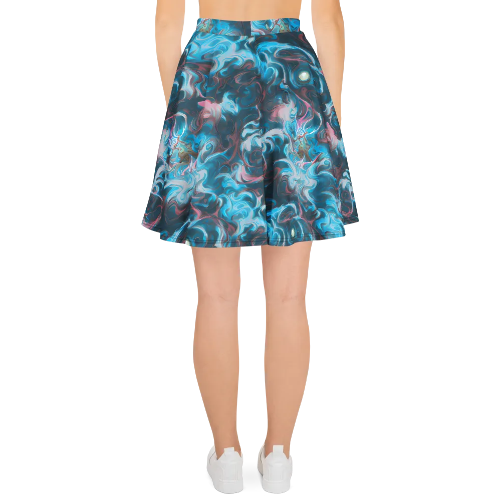 Blue Opal Storm on Skater Skirt — Back