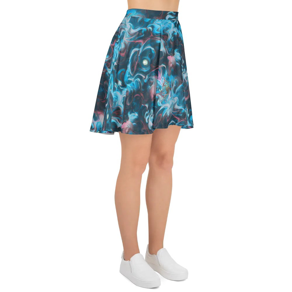 Blue Opal Storm on Skater Skirt — Right