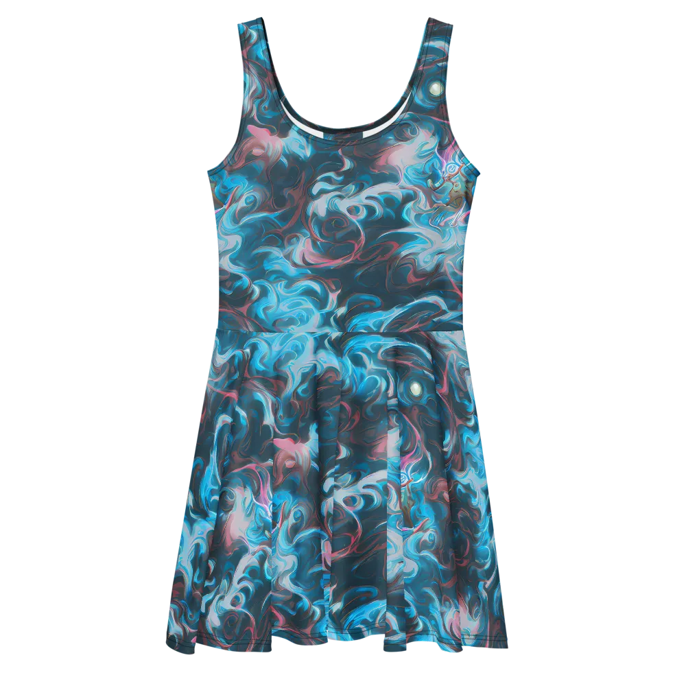 Blue Opal Storm on Skater Dress — Front