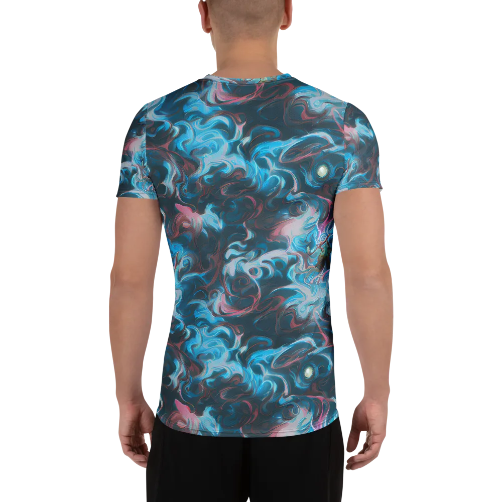 Blue Opal Storm on Men's Athletic T-Shirt — Back