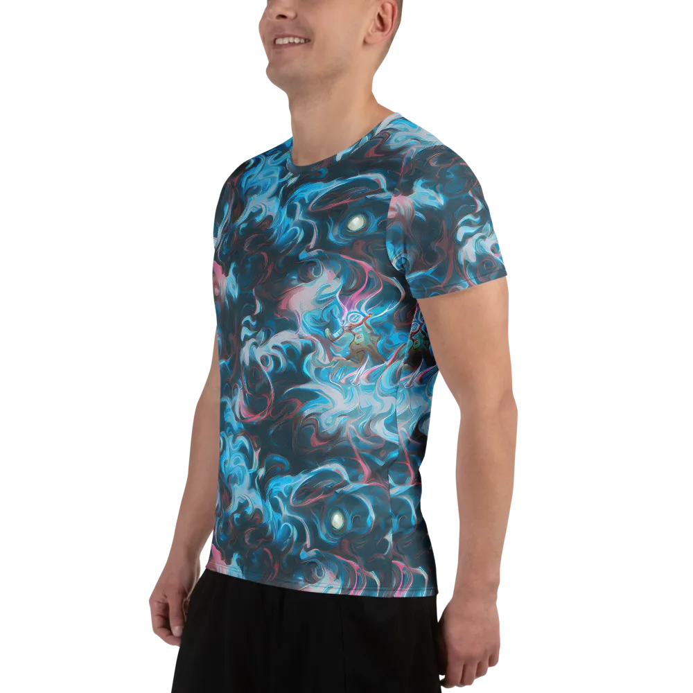 Blue Opal Storm on Men's Athletic T-Shirt — Left