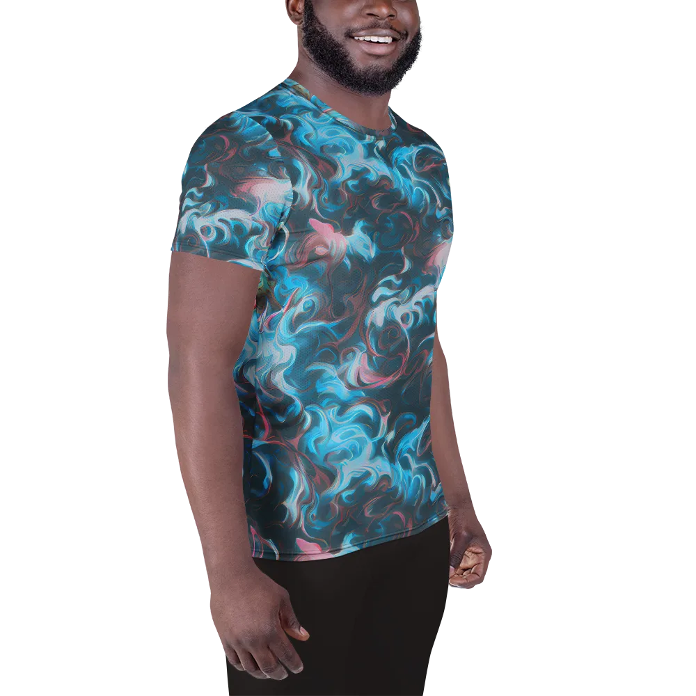 Blue Opal Storm on Men's Athletic T-Shirt — Right