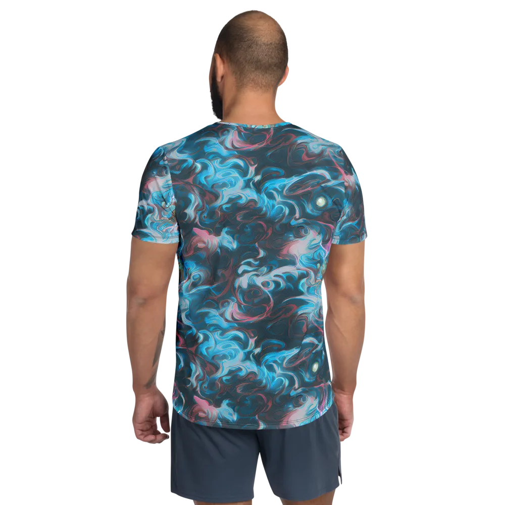Blue Opal Storm on Men's Athletic T-Shirt — Back