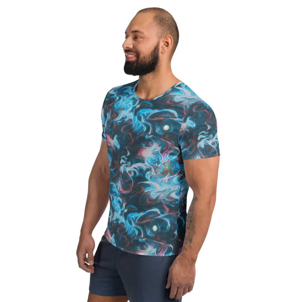 Blue Opal Storm on Men's Athletic T-Shirt — Left