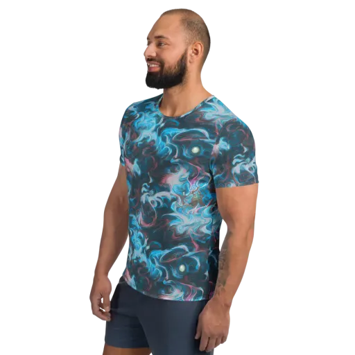 Blue Opal Storm on a Men's Athletic T-Shirt