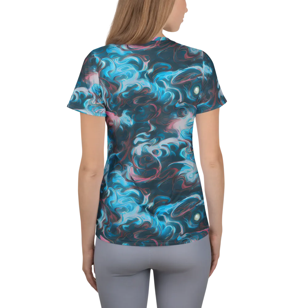 Blue Opal Storm on Women's Athletic T-Shirt — Back