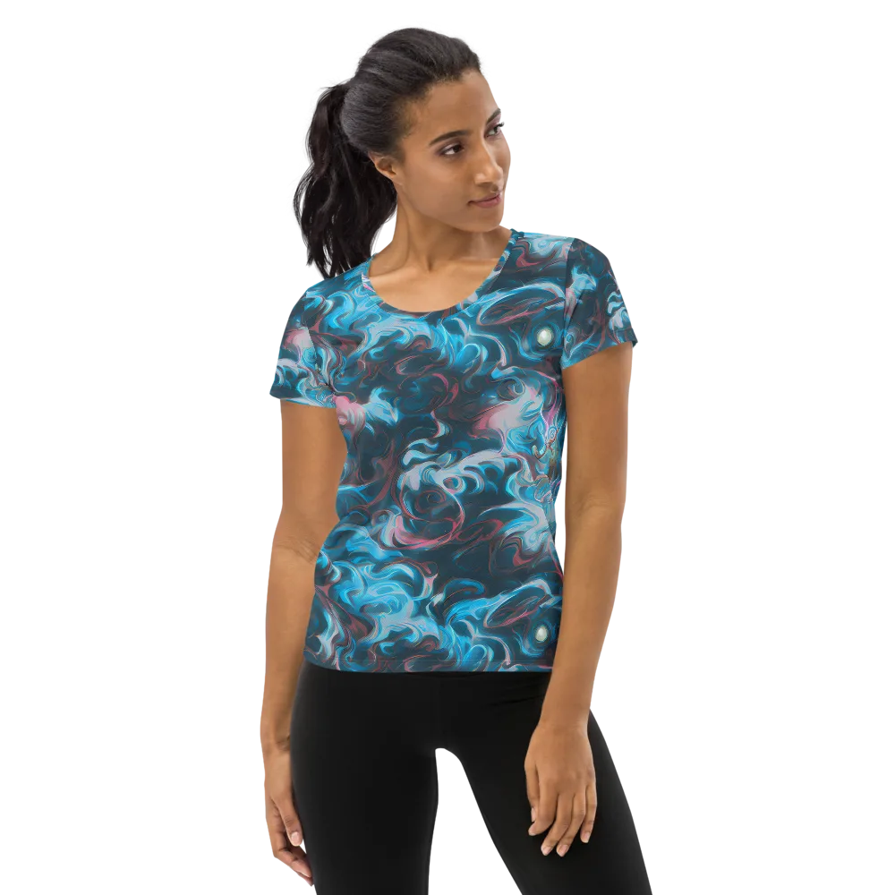 Blue Opal Storm on Women's Athletic T-Shirt — Front
