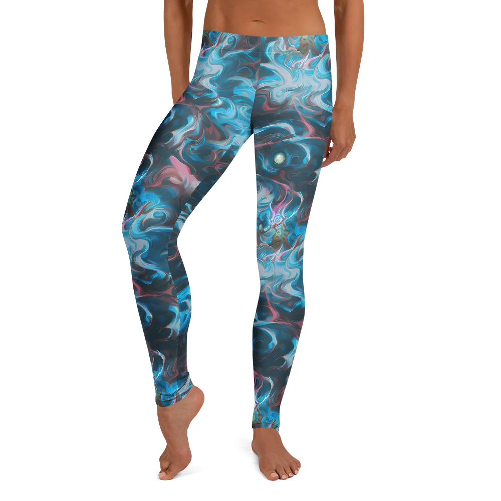 Blue Opal Storm on Leggings — Front