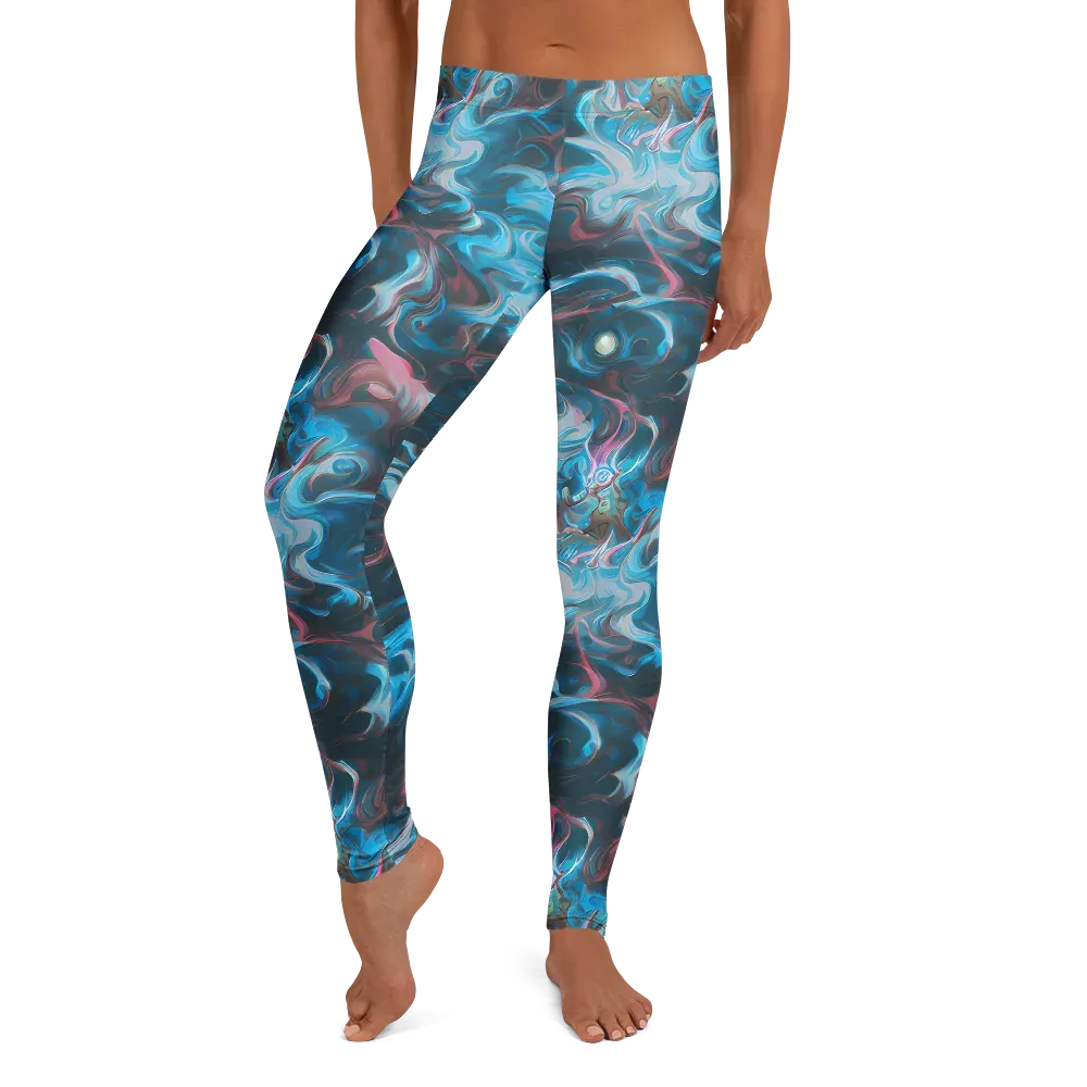 Blue Opal Storm on Leggings — Front