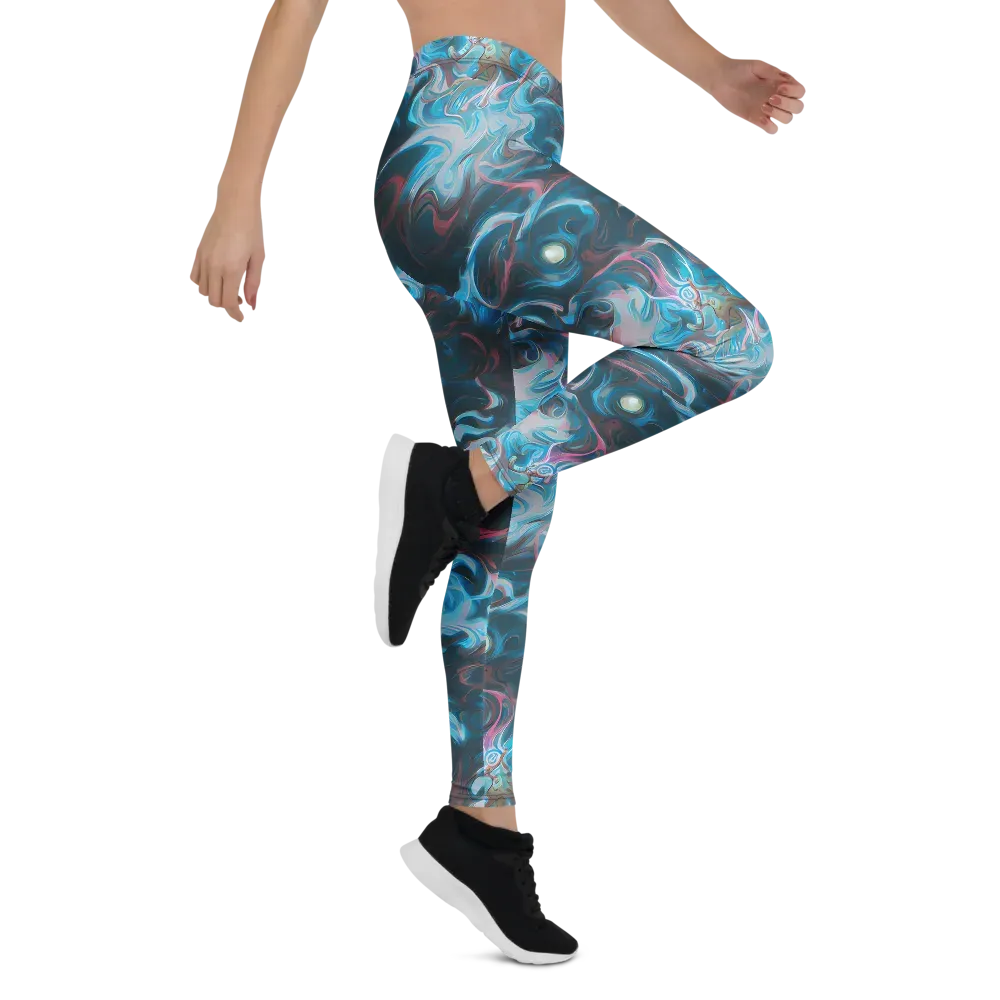Blue Opal Storm on Leggings — Right