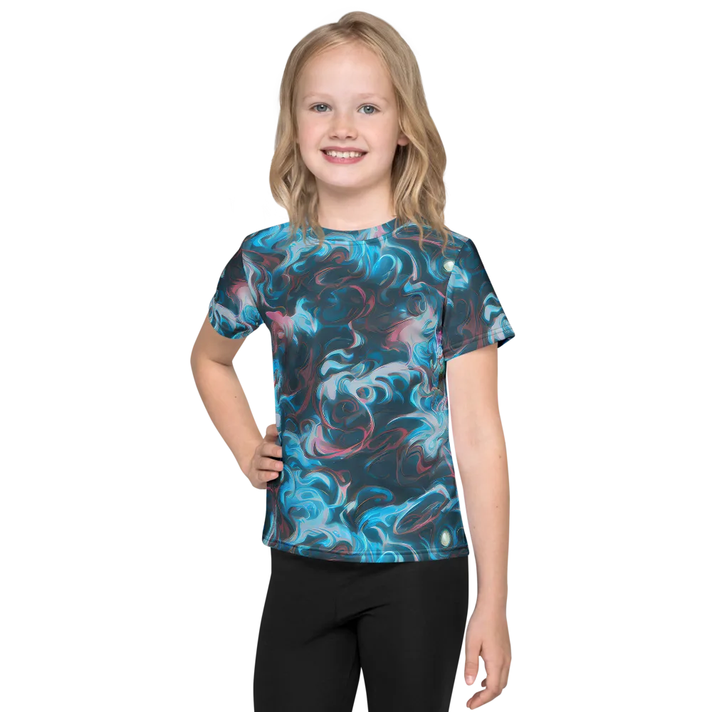 Blue Opal Storm on Kids Crew Neck T-Shirt — Front