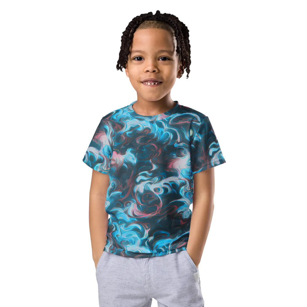 Blue Opal Storm on Kids Crew Neck T-Shirt — Front
