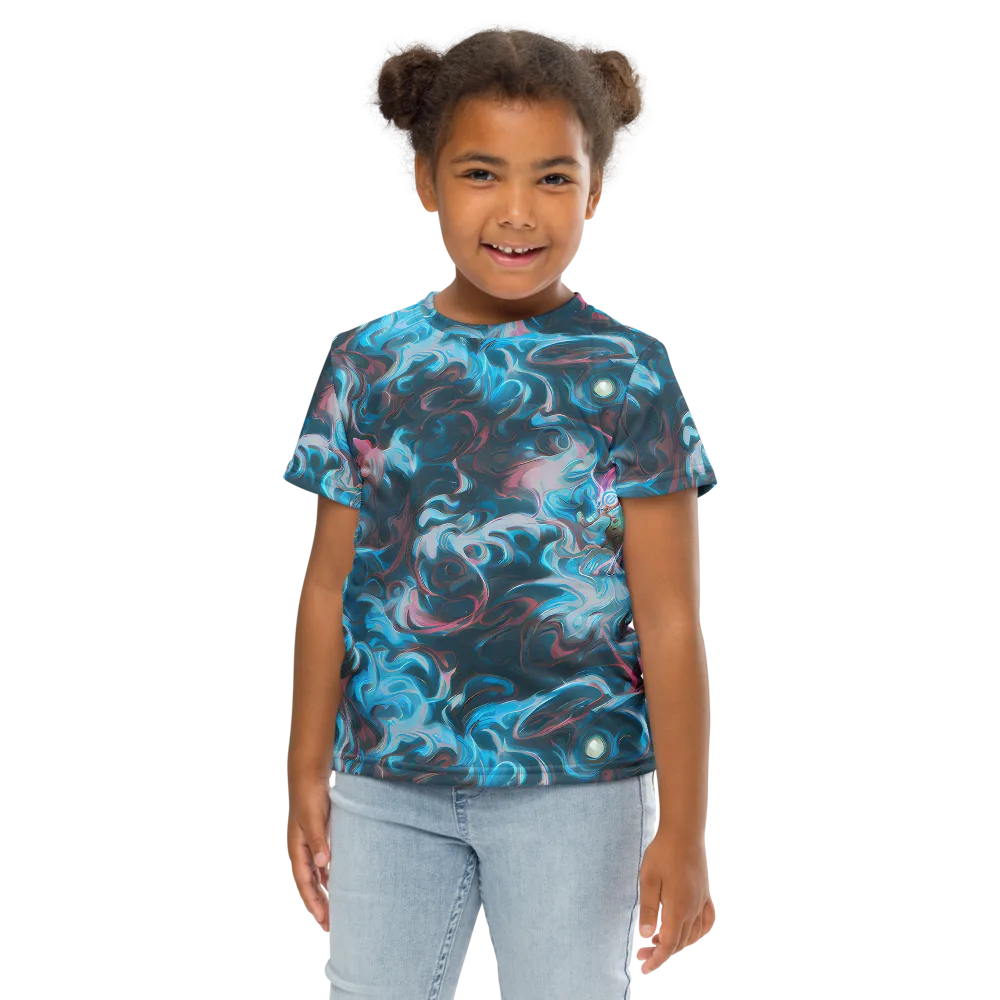 Blue Opal Storm on Kids Crew Neck T-Shirt — Front