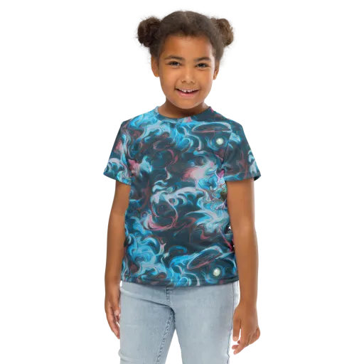 Blue Opal Storm on a Kids Crew Neck T-Shirt