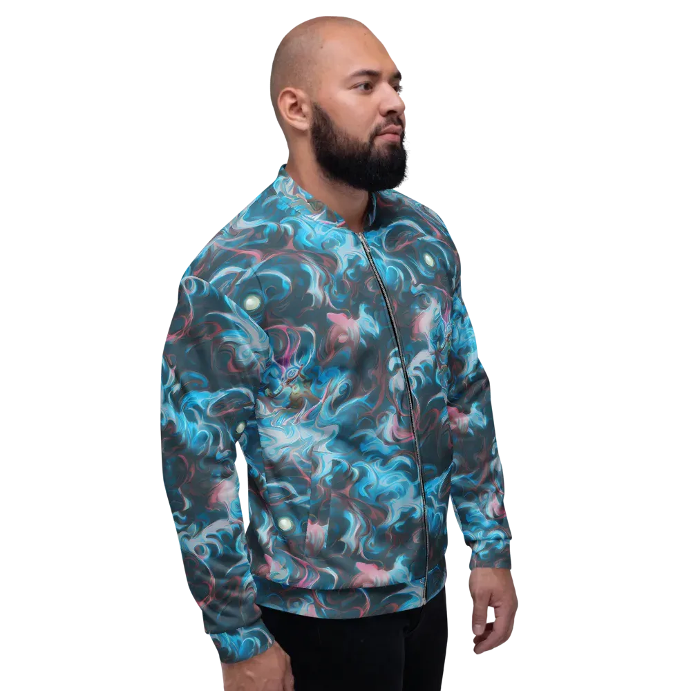 Blue Opal Storm on Bomber Jacket — Right