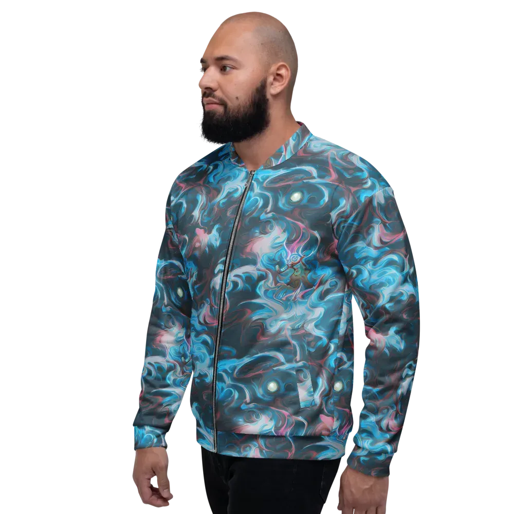 Blue Opal Storm on Bomber Jacket — Left